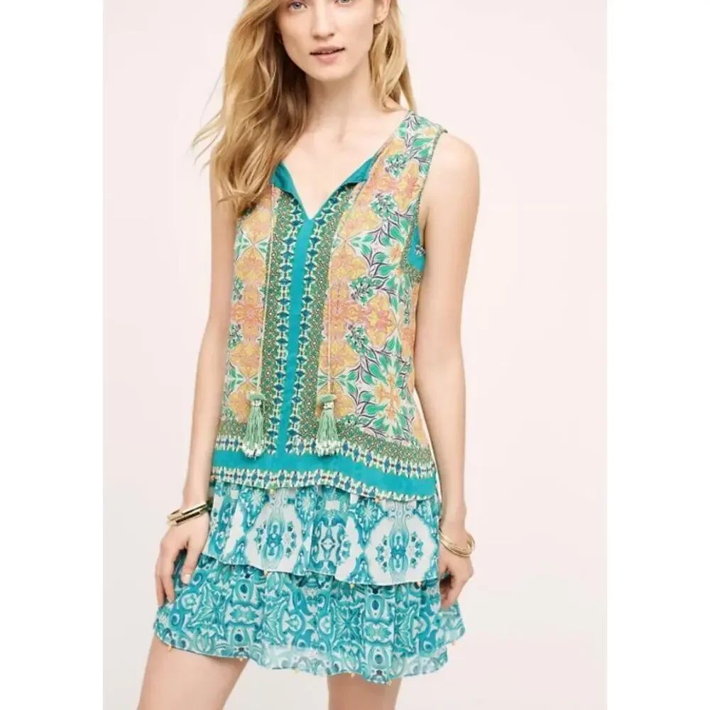 Anthropologie Hemant and Nandita Moana Silk Mini Dress Sz. S
